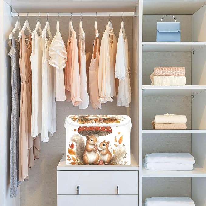 Squirrels Mushroom Boho White