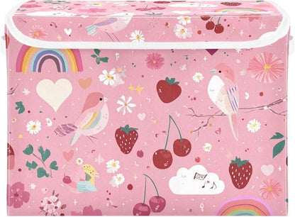 Pink Rainbow Strawberry Bird Flowers