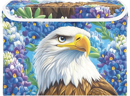 Blue Bald Eagle and Bluebonnet Flowers