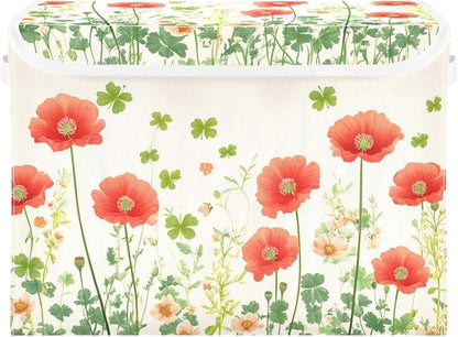 Poppy Flowers and Clovers Beige