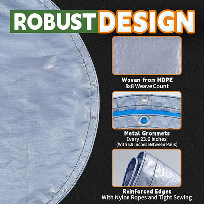 Silver/Blue-round Tarp